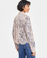 On 34th Women's Lace Button-Front Long-Sleeve Shirt, Created for Macy's