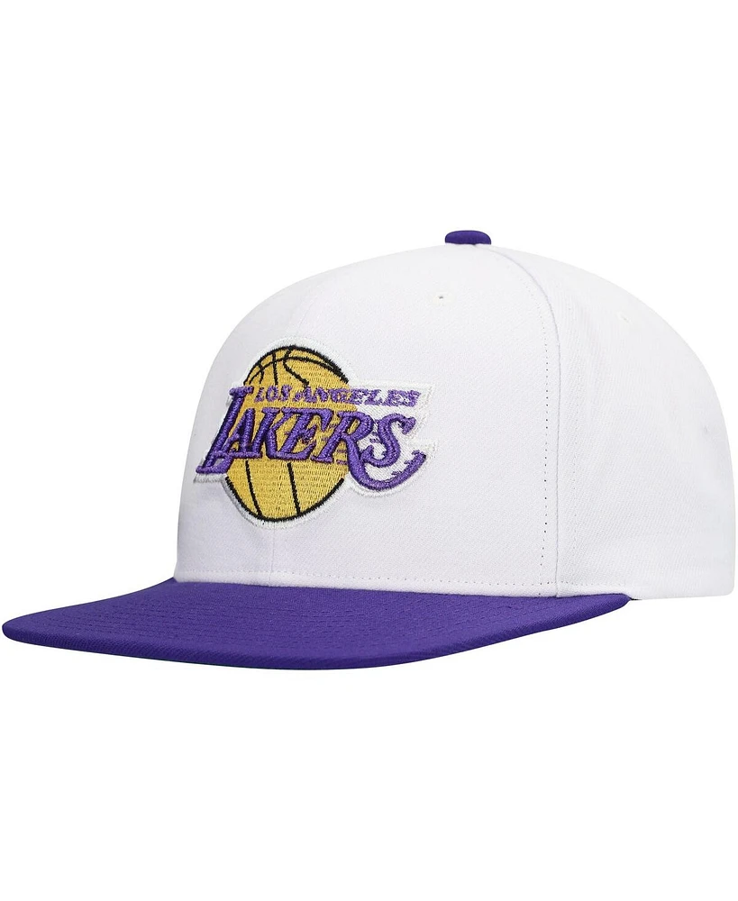 Mitchell & Ness Men's White Los Angeles Lakers Soul Logo Shine 2-Tone Snapback Hat