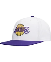 Mitchell & Ness Men's White Los Angeles Lakers Soul Logo Shine 2-Tone Snapback Hat