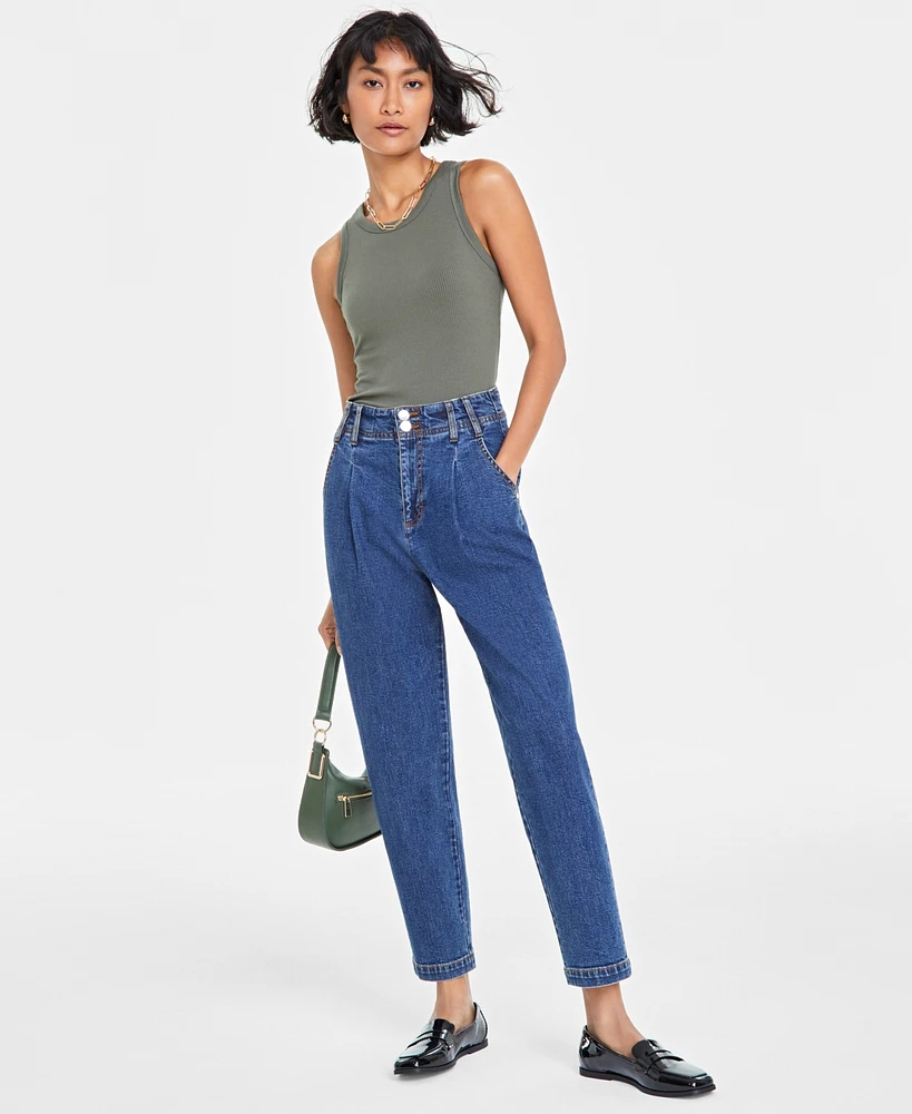 On 34th Women's Pleated Tapered-Leg Jeans, Created for Macy's