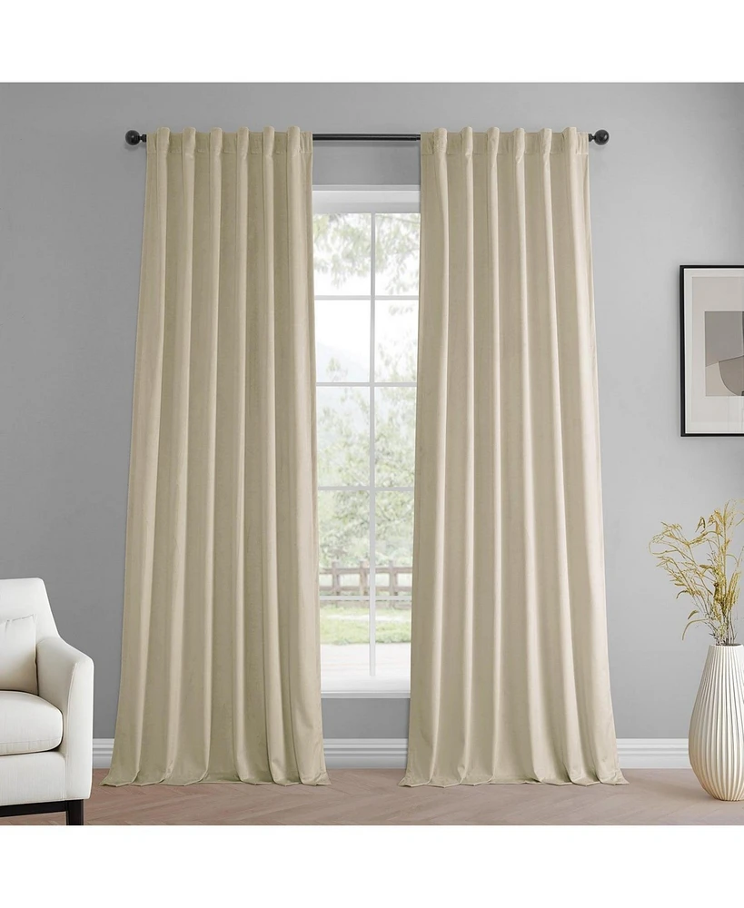 Half Price Drapes Light Ivory Simply Velvet Room Darkening Curtain Pair (2 Panels)