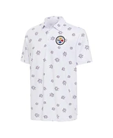 Antigua Men's White Pittsburgh Steelers Fireworks Polo