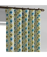 Half Price Drapes Zanni Multi Blue Green Geometric Faux Silk Jacquard Room Darkening Curtain