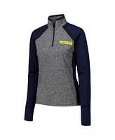 Camp David Women's Navy/Heather Gray Michigan Wolverines Finalist Raglan Quarter-Zip Jacket