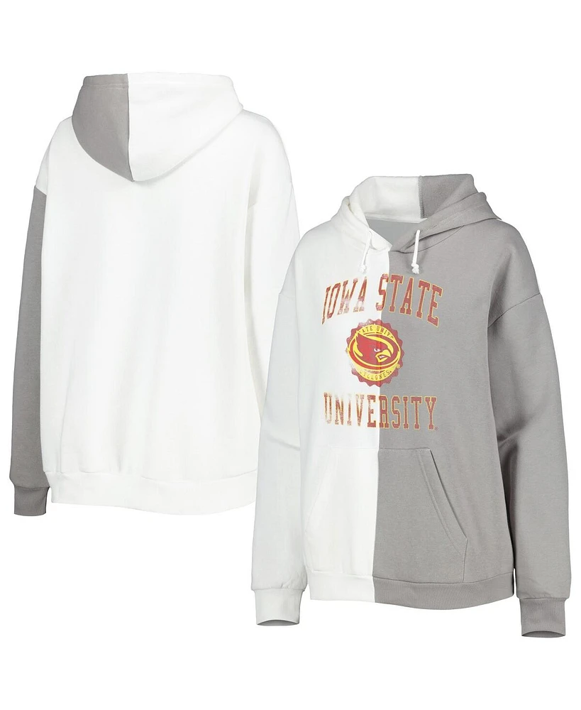 Gameday Couture Women's Gray/White Iowa State Cyclones Split Pullover Hoodie