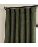 Half Price Drapes Khaki Green Textured Faux Linen Room Darkening Curtain