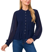 CeCe Women's Pintucked Button-Down Blouse