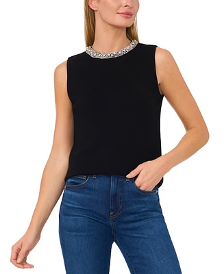 CeCe Women's Embellished Sleeveless Sweater