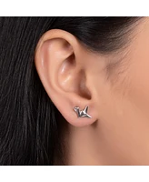 Bling Jewelry 3D Geometric Origami Jewelry Small Animals Bird Swan Crane Stud Earring Sterling Silver