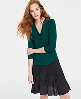 On 34th Women's V-Neck Waffle-Knit Top, Created for Macy's