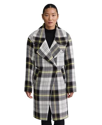 Nvlt Women's Bold Plaid Coat With Oversize Collar