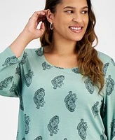 Jm Collection Plus Paisley-Print Top, Created for Macy's