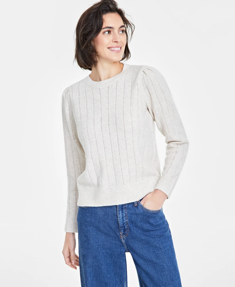 On 34th Women's Pointelle Crewneck Pullover Sweater, Created for Macy's