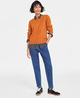 On 34th Women's Pointelle Crewneck Pullover Sweater, Created for Macy's