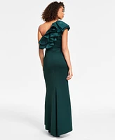 Eliza J Women's Asymmetrical Ruffled-Neck Evening Gown