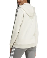 adidas Women's 3-Stripe Cotton Fleece Full-Zip Hoodie Sweatshirt