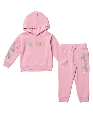 Disney Baby Girls Minnie Mouse Fleece Pullover Hoodie and Pants Outfit Set to