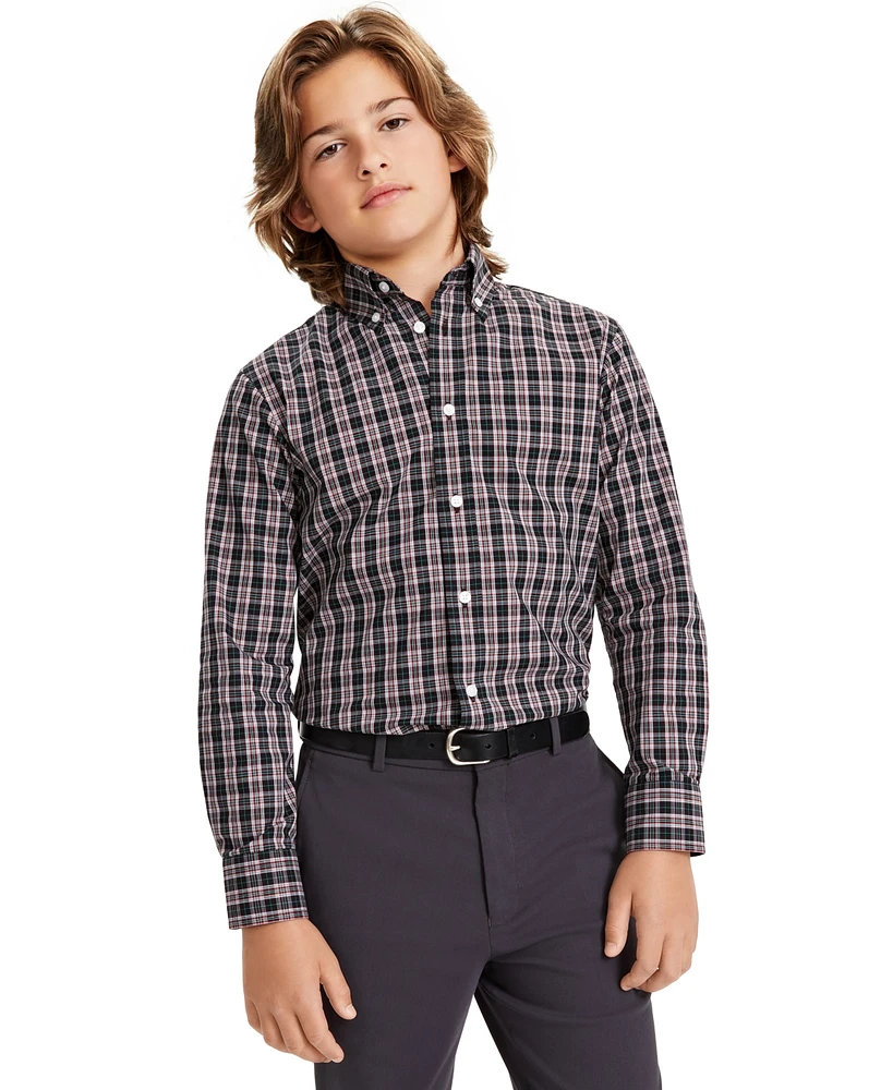 Big Boys Plaid Classic-Fit Dress Shirt