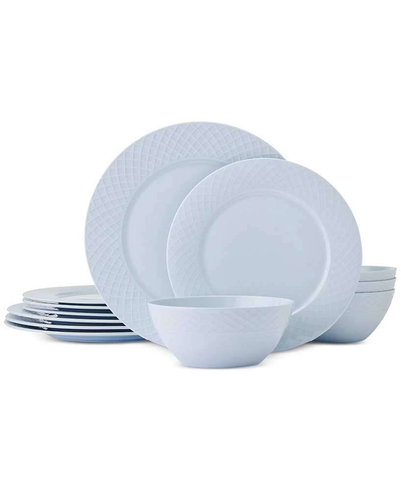 Mikasa Trellis Misty Blue 12 Pc. Dinnerware Set, Service for 4