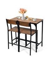 Sugift 3 Pieces Bar Table Set with 2 Stools