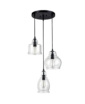 Moose Modern Industrial Chandelier Mason Jar Island 3-Light Fixture