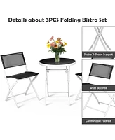 3 Pieces Patio Folding Bistro Set for Balcony or Outdoor Space