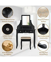 Sugift Makeup Vanity Set with Mirror and Cushioned Stool