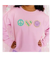 Sweet Wink Toddler Girls Peace, Love, Smile Patch Sweatshirt