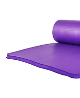 BalanceFrom Fitness 1" Extra Thick Yoga Mat w/Knee Pad & Carrying Strap, Purple