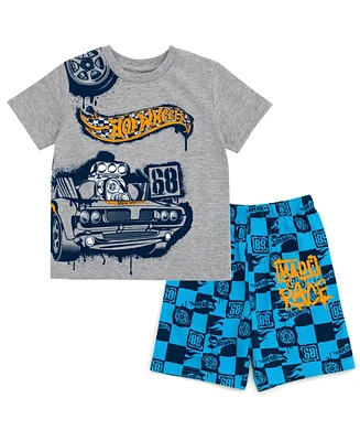 Hot Wheels Little Boys T-Shirt and French Terry Shorts Outfit Set to