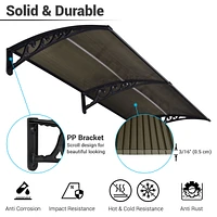 Yescom 2Pcs 39"X29" Window Awning Door Canopy Polycarbonate Anti-UV30+ Cover Outdoor Rain Snow Protection Patio Brown