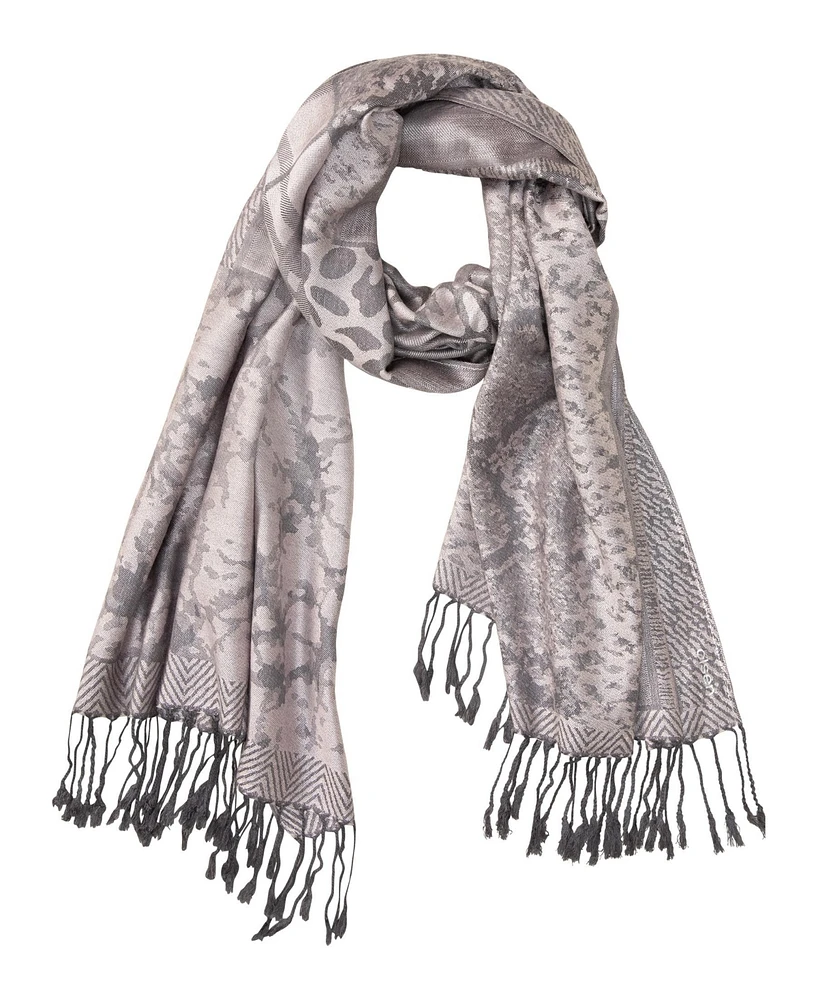 Olsen Mixed Pattern Fringe Scarf