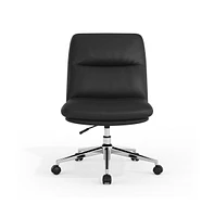 Merrick Lane Biel Mid-Back Height-Adjustable Armless Swivel Office Chair With Wheels - Padded Upholstered Back And Seat, Strong Frame