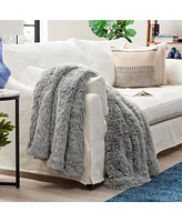 Chanasya Premium Solid Faux Long Fur Throw Blanket - Soft, Fuzzy Throw Blanket - For Bed or Couch - 90" x 66" (Twin Size) - Pink