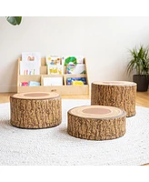 ECR4Kids SoftZone Tree Stump Stool Set, Chocolate, 3-Piece