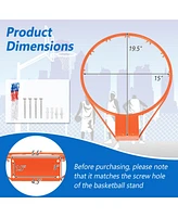 15 Inch Basketball Rim Goal Replacement with All Weather Net and Mounting Hardware-Orange