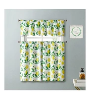 Kate Aurora Country Lemon Vine Complete 3 Piece Kitchen Curtain Tier & Valance Set - 56 in. W x 36 in. L