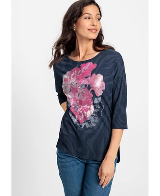 Olsen Women's Rose Print T-Shirt