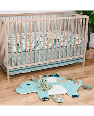 The Peanutshell Dino Tummy Time Mat and Security Blanket Crib Bedding Set, 4-Piece Set