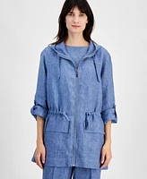 Charter Club Women's Woven Linen Anorak, Created for Macy's