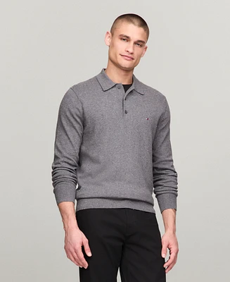 Tommy Hilfiger Men's Long-Sleeve Polo Cotton Cashmere Sweater