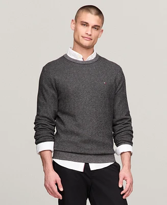 Tommy Hilfiger Men's Crewneck Two-Tone Cotton Cashmere Sweater