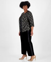 Alex Evenings Plus Sequined Layered-Look Top