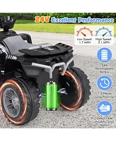 Gymax Kids Ride-On Atv 24V Battery Powered Electric Vehicle w/ Wireless Connection Music Radio Pink