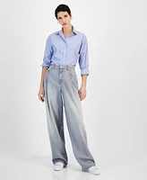 Boss Orange Women's Slouchy Denim Pleated Wide-Leg Pants