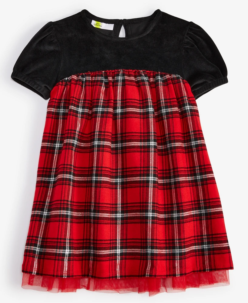 Epic Threads Toddler Girls Mary Short-Sleeve Plaid Dress, Created for Macy's