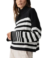 Sanctuary Women's Stay Cozy Striped Mock Neck Sweater