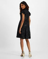 Robbe Bee Petite Sequined Tiered A-Line Dress