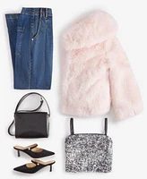 On 34th Womens Faux Fur Coat Tank Top Jeans Belt Crossbody Mules Created For Macys