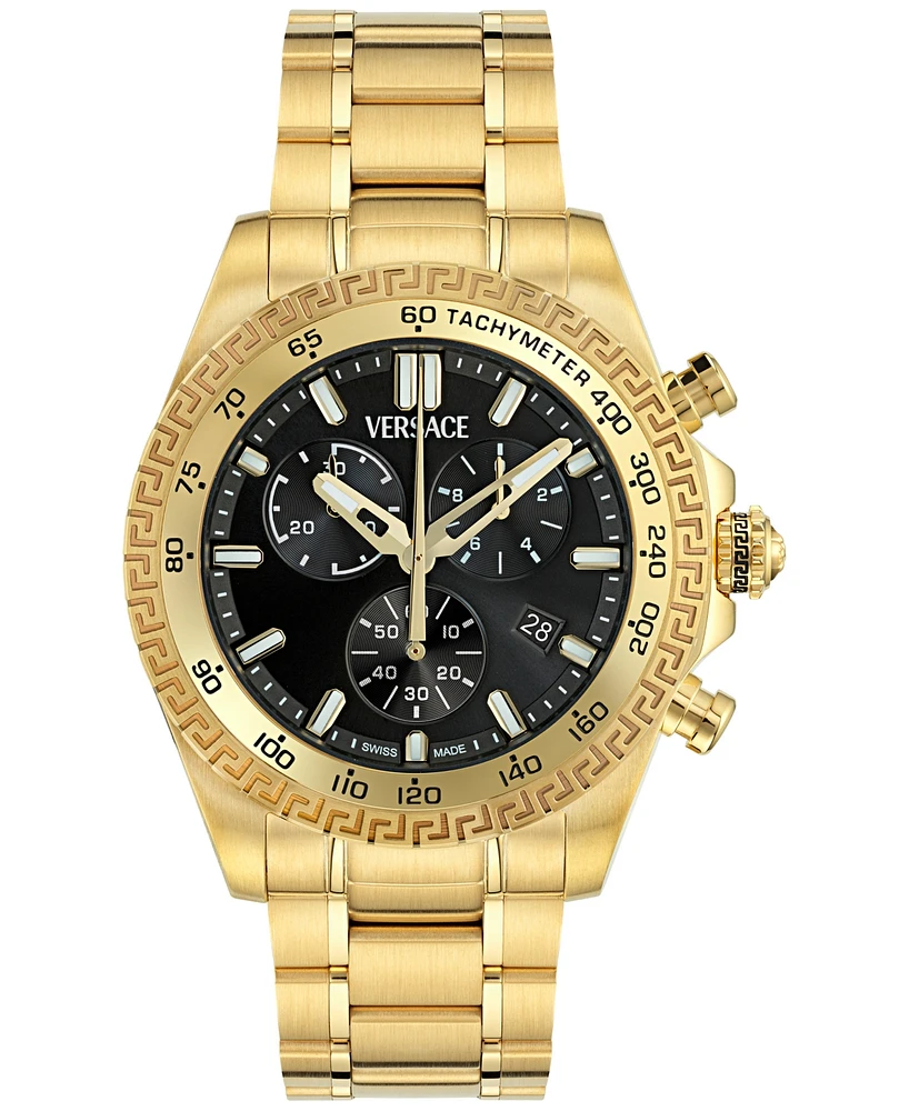 Versace Men's Swiss Chronograph X Gold Ion Plated Stainless Steel Bracelet Watch 44mm